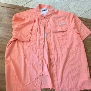 Habit Men’s Short Sleeve Button-Down Shirt in Coral